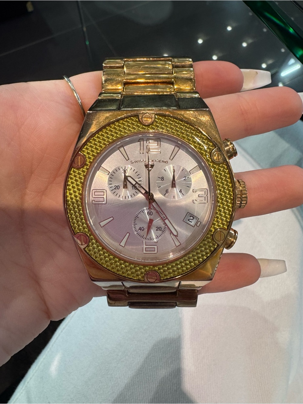 Men's Swiss Legend Throttle Chronograph Gold-Tone Quartz Watch